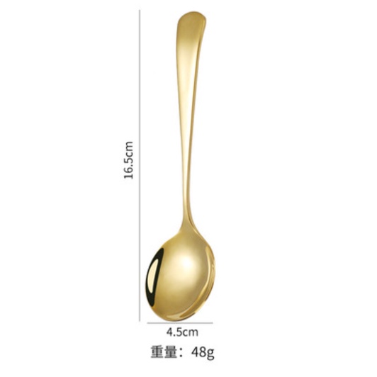 Thìa Ăn Cơm Bằng Inox Mạ Vàng Cán Dài Nhiều Mầu. Muỗng Vàng. Thìa Vàng INOX304 Không Gỉ Cao Cấp.