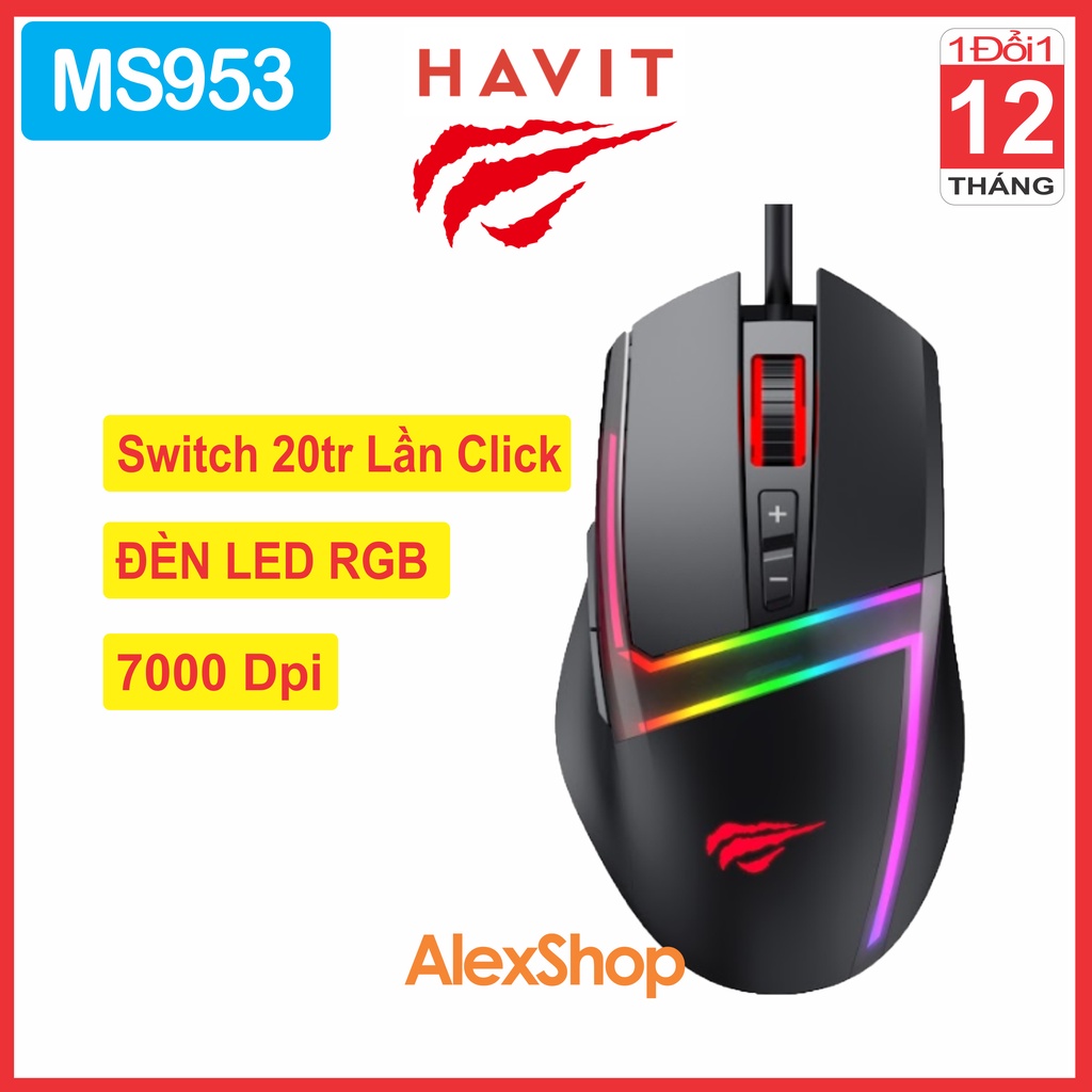 [Chính Hãng] Chuột Gaming Havit MS953 Đèn RGB - Bảo Hành 1 Đổi 1 12 Tháng