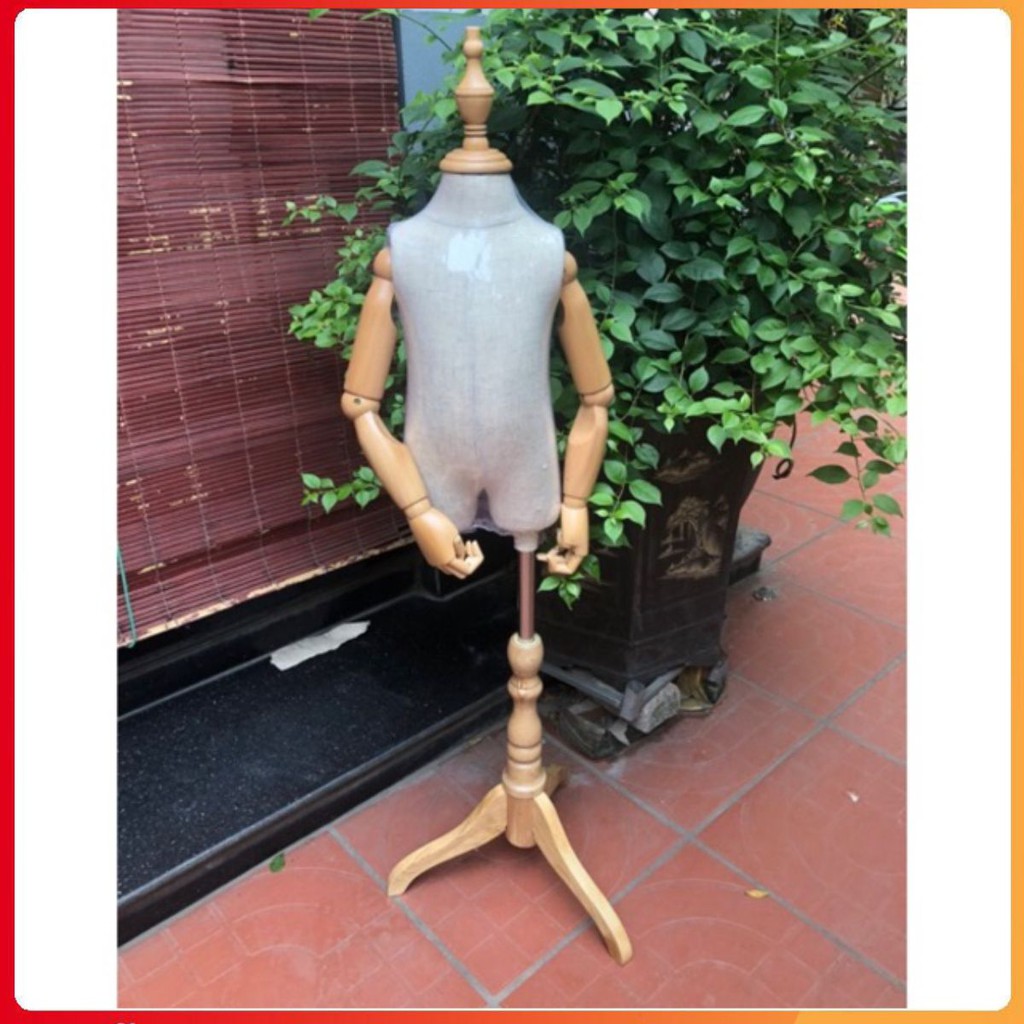 Manocanh Trẻ Em Có Tay, Manocanh Tay Gỗ Thật - Size 2 - 4 - 6 tuổi