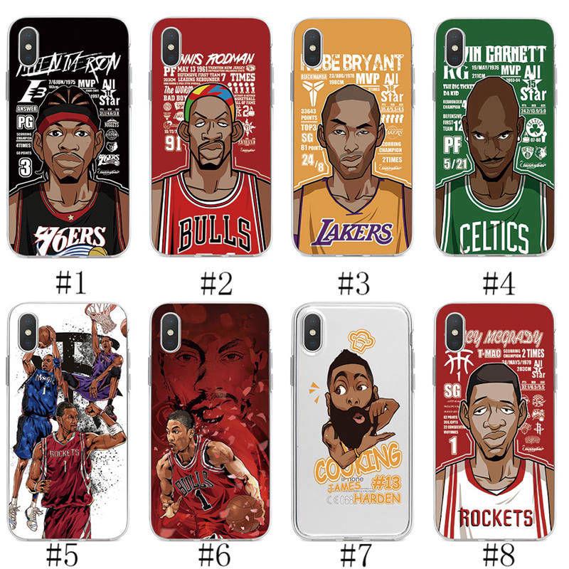 Ốp lưng TPU mềm For iPhone X XR XS XSMax Ngôi sao bóng rổ Hoa văn