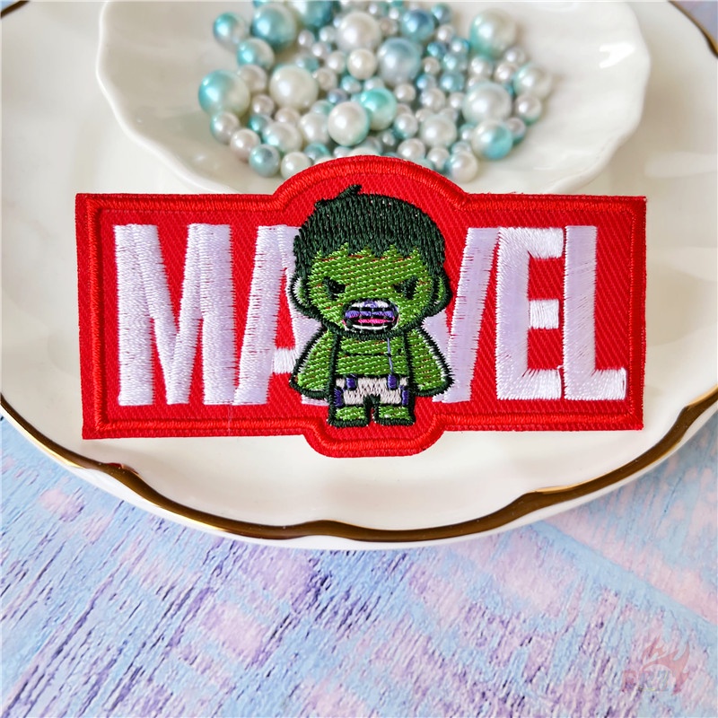 Miếng vá dán ủi thêu hình Đội Trưởng Mỹ/ Người Sắt/ Hulk/ Người Nhện hoạt hình Marvel tự trang trí quần áo/túi xách
