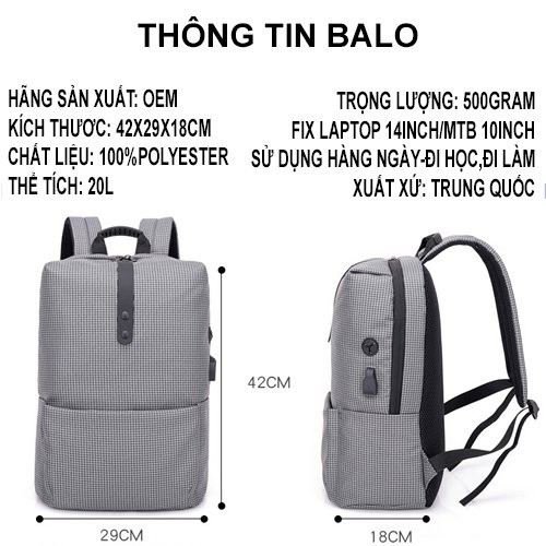 Balo laptop thời trang công nghệ 4.0