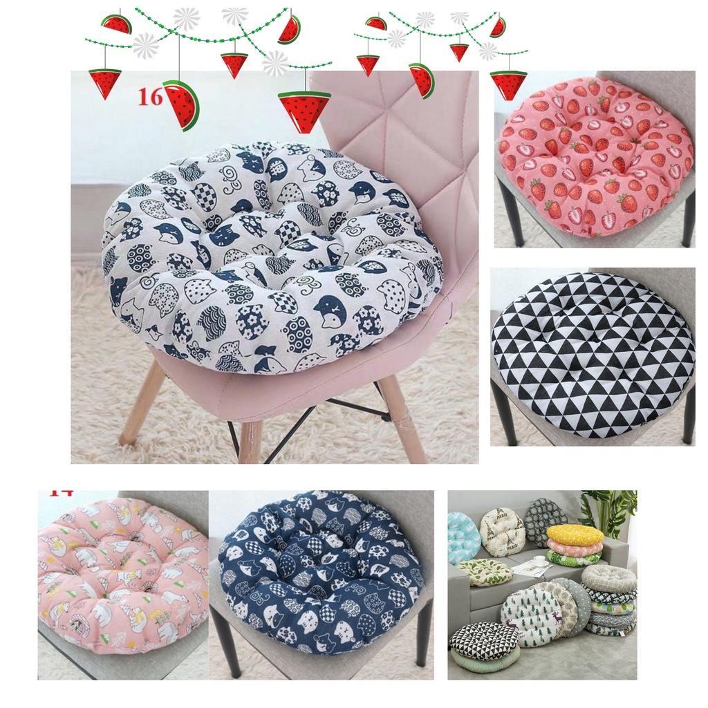 Đệm Ngồi Bệt Tròn Size 40 Cm, Họa Tiết Xinh Xắn Êm Mềm Đàn Hồi
