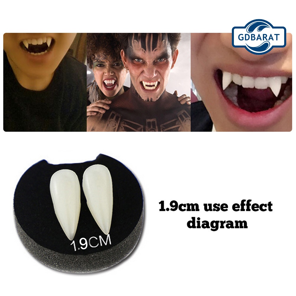 Set 2 Răng Nanh Giả Dạ Quang Hóa Trang Ma Cà Rồng