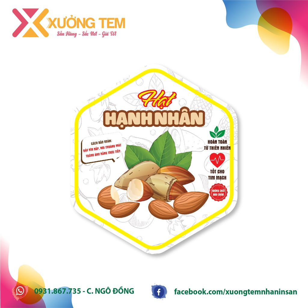 TEM HẠT HẠNH NHÂN 7x8cm - Tuyển CTV, Sỉ sll