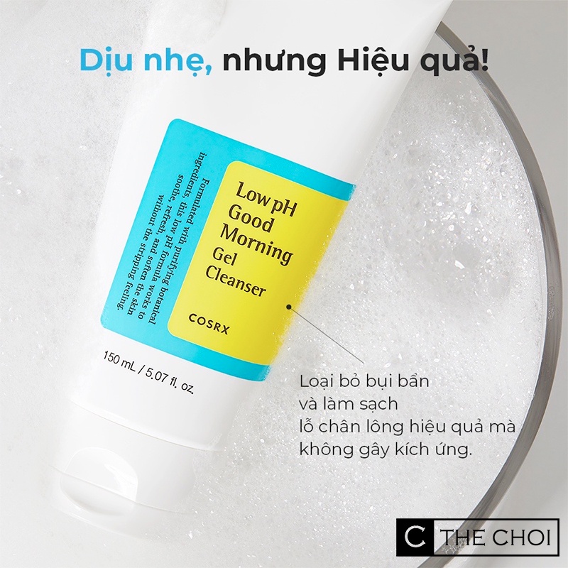 Sữa Rửa Mặt Cosrx Low pH Good Morning Gel Cleanser dành cho da dầu da mụn 150ml