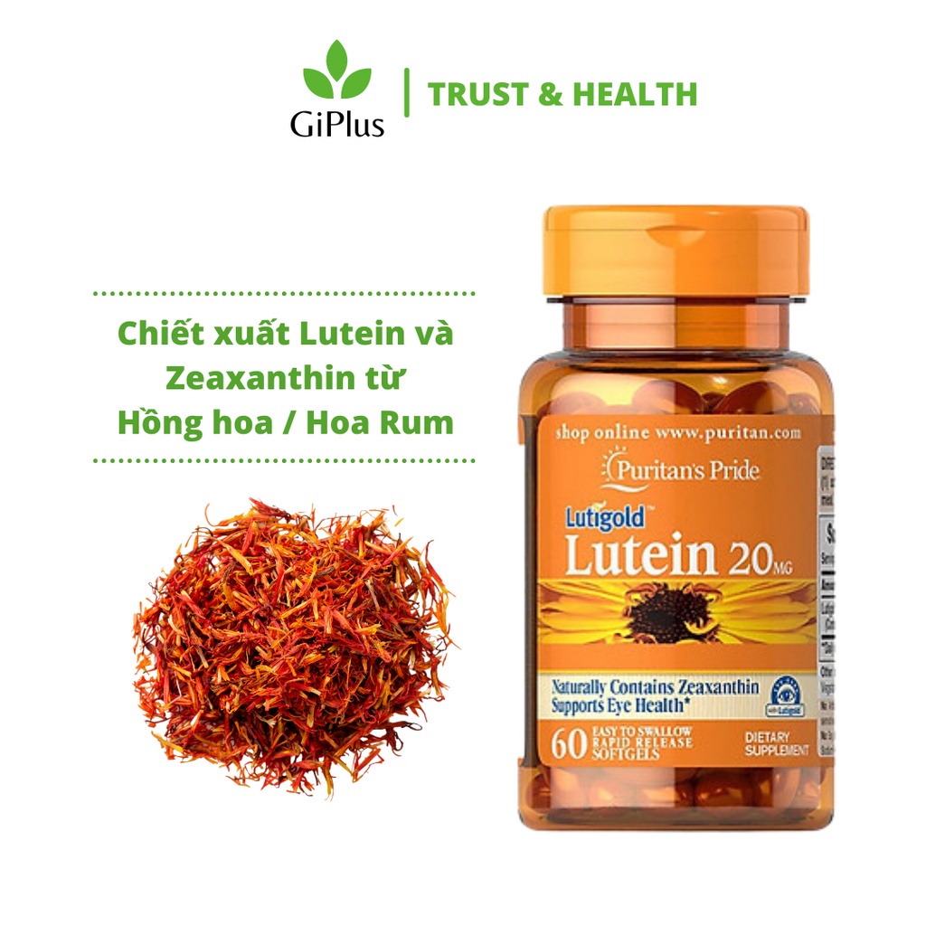 Viên Uống Bổ Mắt, Tăng Cường Thị Lực Puritan’s Pride Lutigold Lutein 20mg