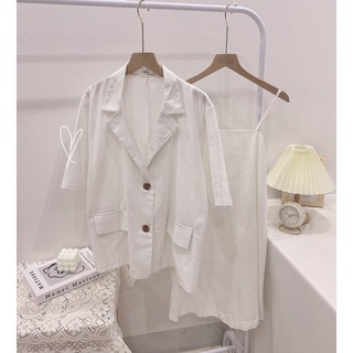 set váy dây kèm blazer