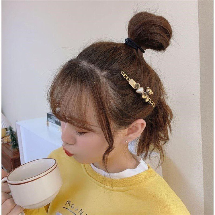 Bộ 5 Kẹp Tóc Hình Gấu Hoạt Hình Đính Ngọc Trai Phong Cách vintage Hàn Quốc