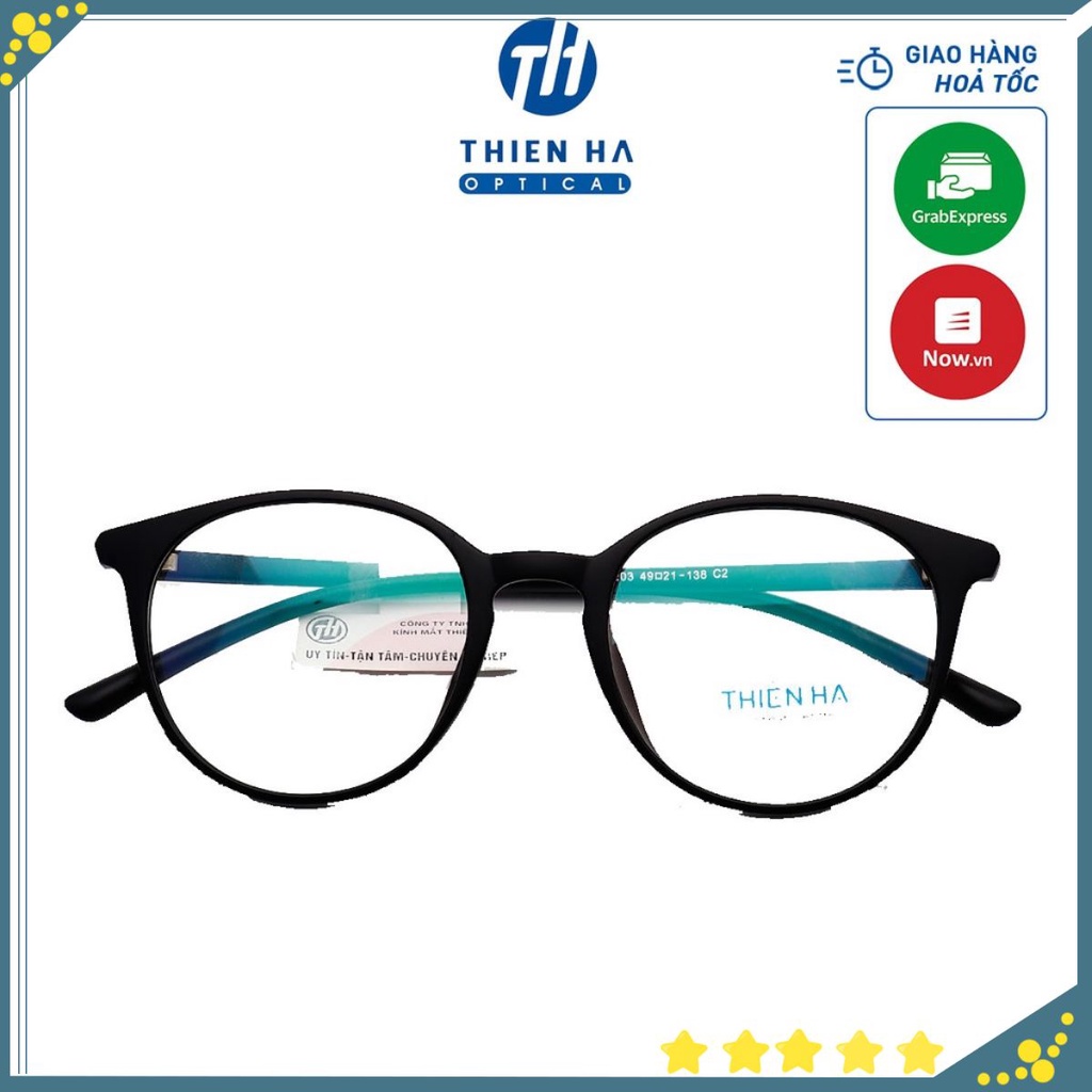 🆕 Gọng kính nhựa Thienha G203, form tròn, nhựa dẻo, siêu nhẹ, ôm mặt chắc chắn, nhiều màu.