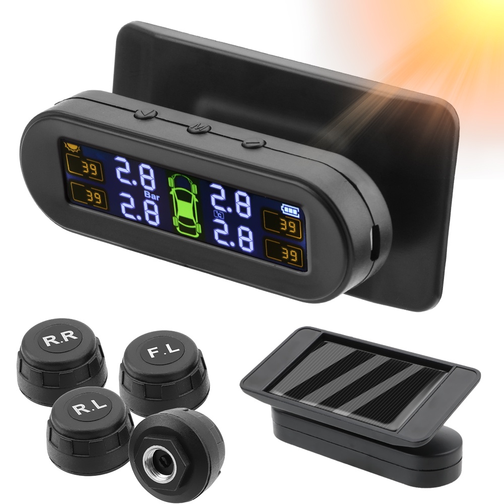 Hệ thống giám sát áp suất lốp xe hơi TPMS 4 cảm biến ngoài sử dụng năng lượng mặt trời | BigBuy360 - bigbuy360.vn