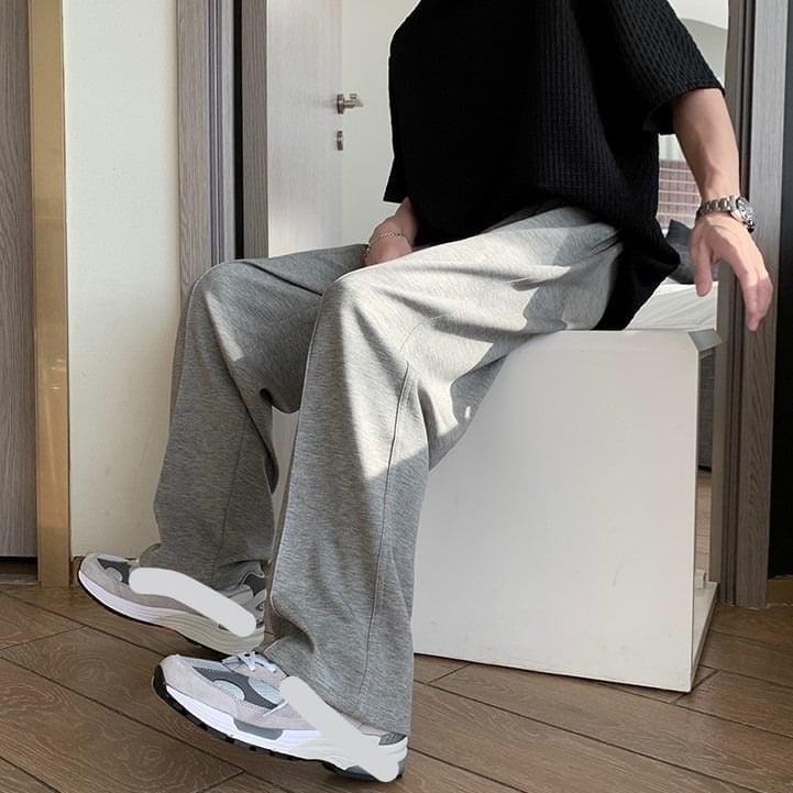 Quần Thun Ống Rộng Nam Màu Đen Và Xám Phong Cách Trẻ Trung Năng Động unisex , ulzzang Big Size