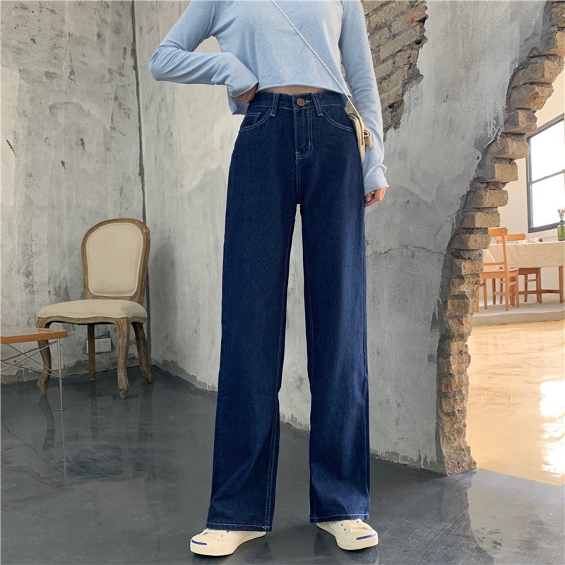 Xiaozhainv Quần jean lưng cao ống suông phong cách retro thời trang cho nữ | BigBuy360 - bigbuy360.vn