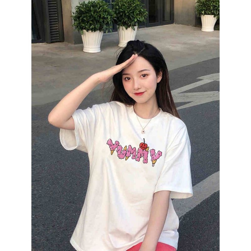 Áo thun Có size tay lỡ unisex Yummy