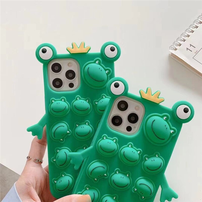 Ốp điện thoại silicon hình chú ếch 3D dễ thương thích hợp cho iPhone 12 11 Pro Max X Xs Xr Se 7 8 Plus
