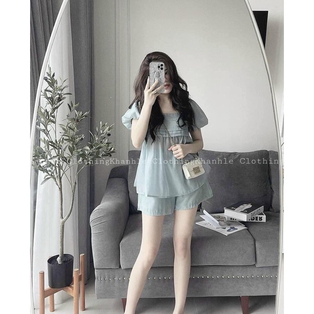 Set tơ tay phồng nơ sau hàng 2 lớp siêu xinh ( ảnh thật)