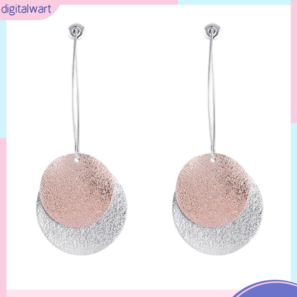 Khuyên tai dáng dài mặt hình tròn bằng hợp kim duyên dáng cho nữ