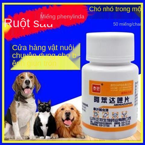 Viên nén albendazole, thuốc trị côn trùng cho chó, tẩy giun sán chó cưng, mèo, albendazoleGHQR