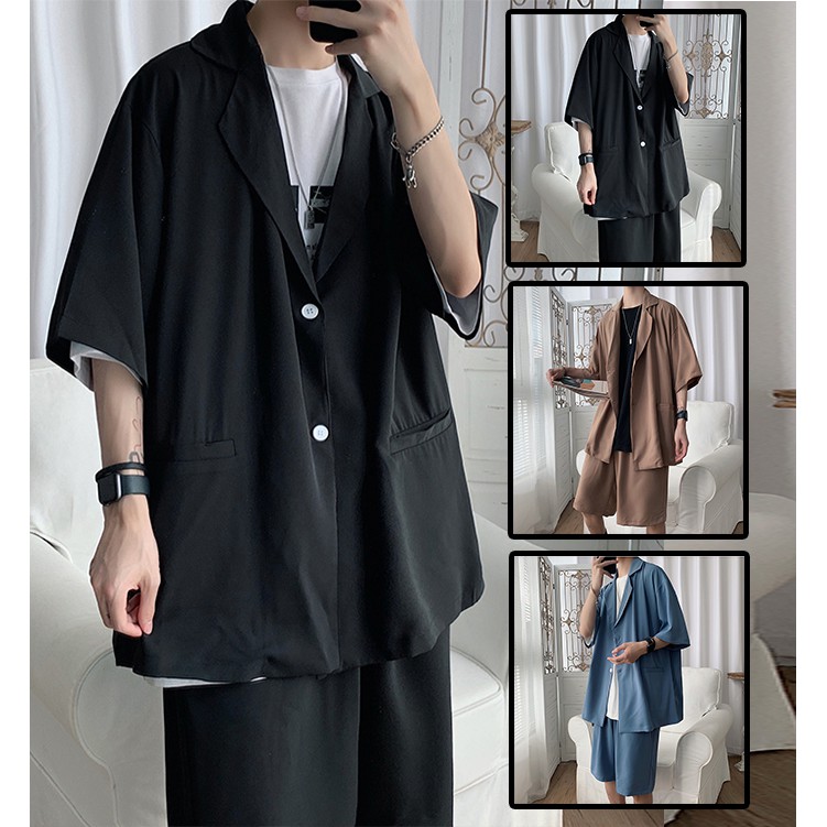 Bộ Quần Áo Nam Trơn Màu Basic Phối Cổ Quần Short Có Túi Phong Cách Thể Thao Thời Trang MixxMen QA NAM 1000083