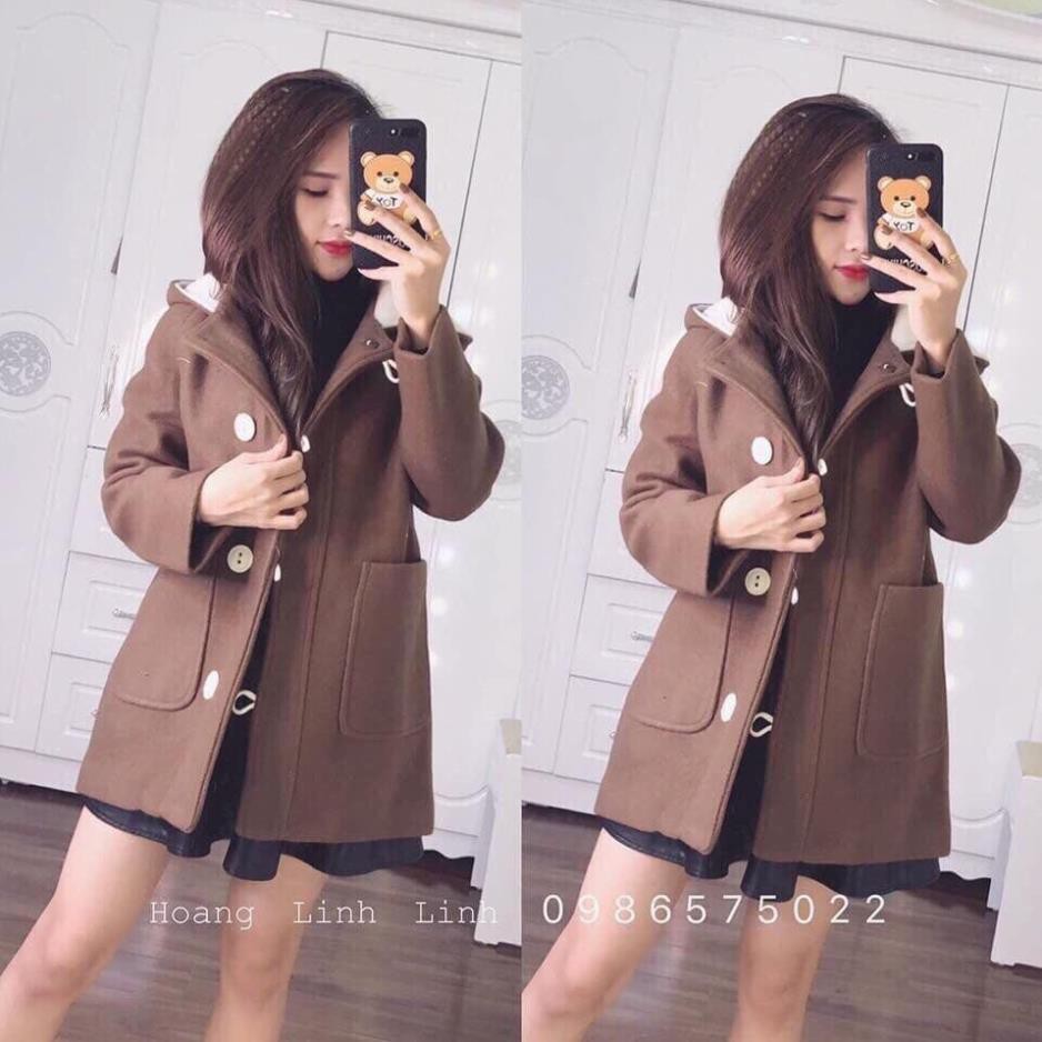 [Mã WAJAN27 hoàn 15% xu đơn 300k] Aó Dạ Nữ Đẹp Có Mũ khuy cài cao cấp (ảnh thật + v | BigBuy360 - bigbuy360.vn