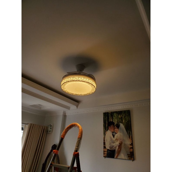 Đèn Quạt Trần Giấu Cánh Cụp Xòe Cao Cấp Động cơ DC  6 cấp độ gió