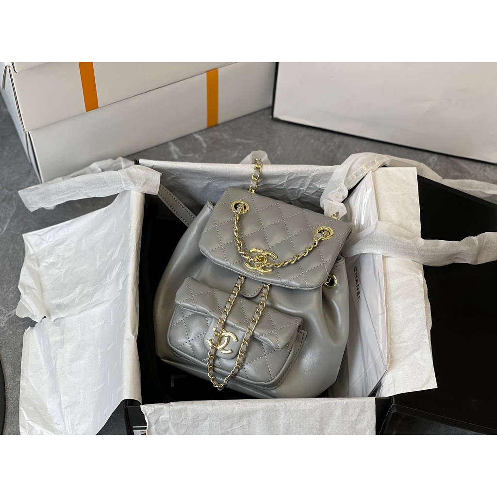 💋💋Balo Cha.nel DUMA backpack 💋 MÀU XÁM