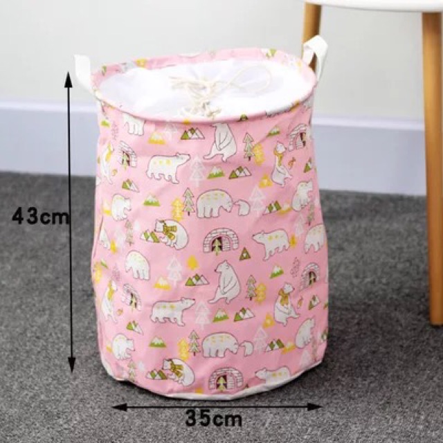 Giỏ Đựng Trữ Quần Áo Hình Tròn Có Dây Rút