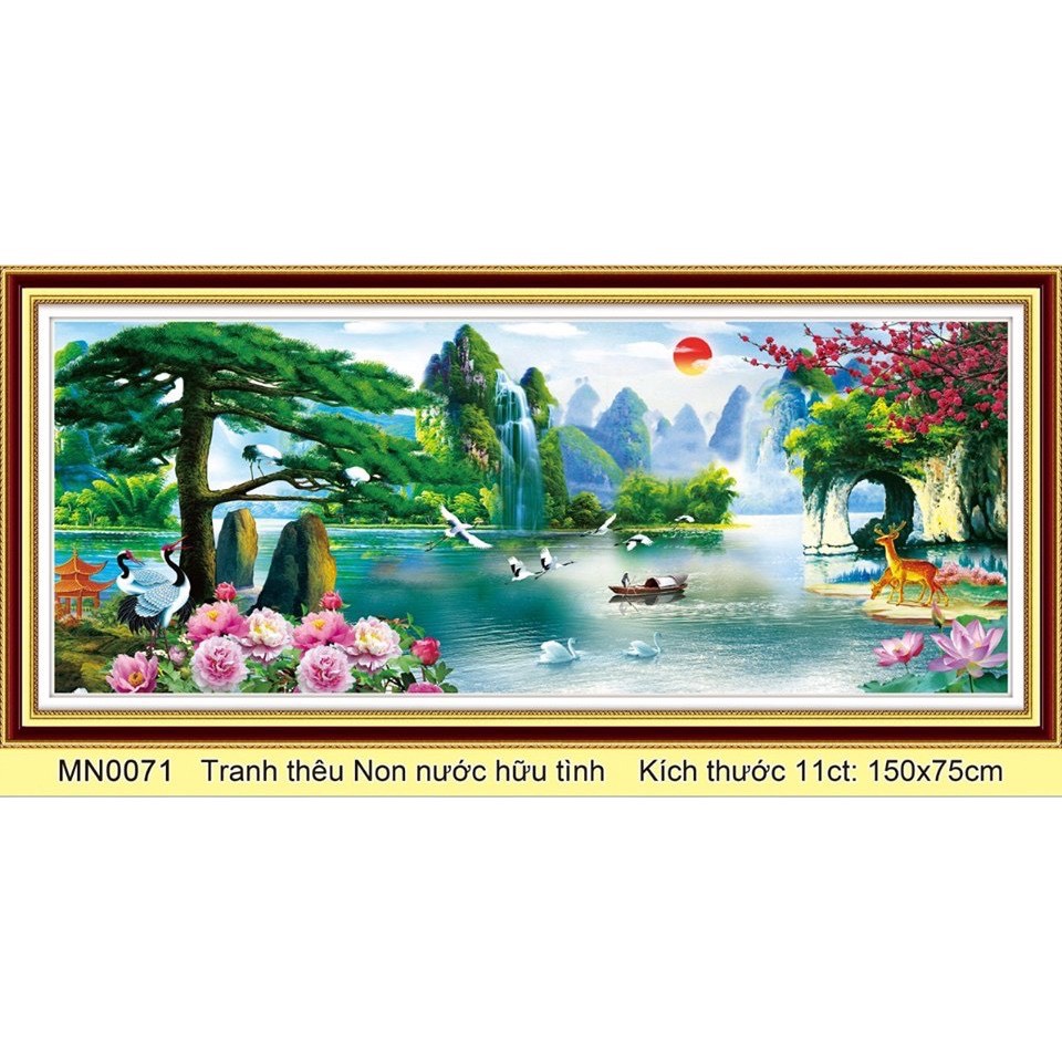 Tranh thêu kín chữ thập non nước hữu tình MN0071 150x70cm