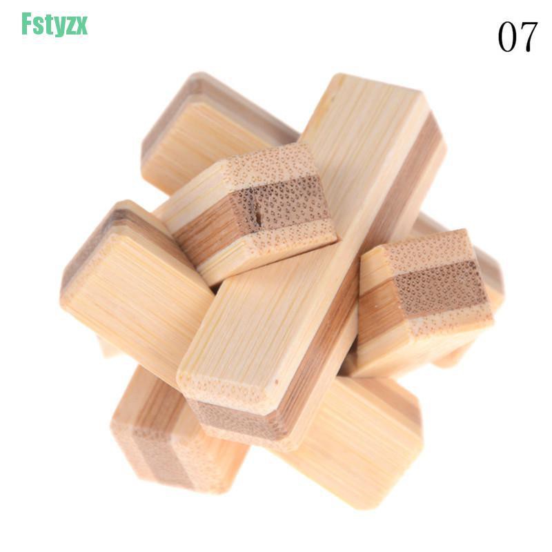 fstyzx Fashion IQ Brain Teaser Kong Ming Lock Wooden Interlocking Burr 3D Puzzles Game Toy Gift