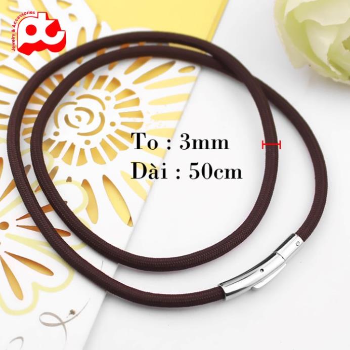 Dây chuyền dù thái thời trang PT JEWELRY kích cỡ 3mm màu nâu đen PTDCNA184