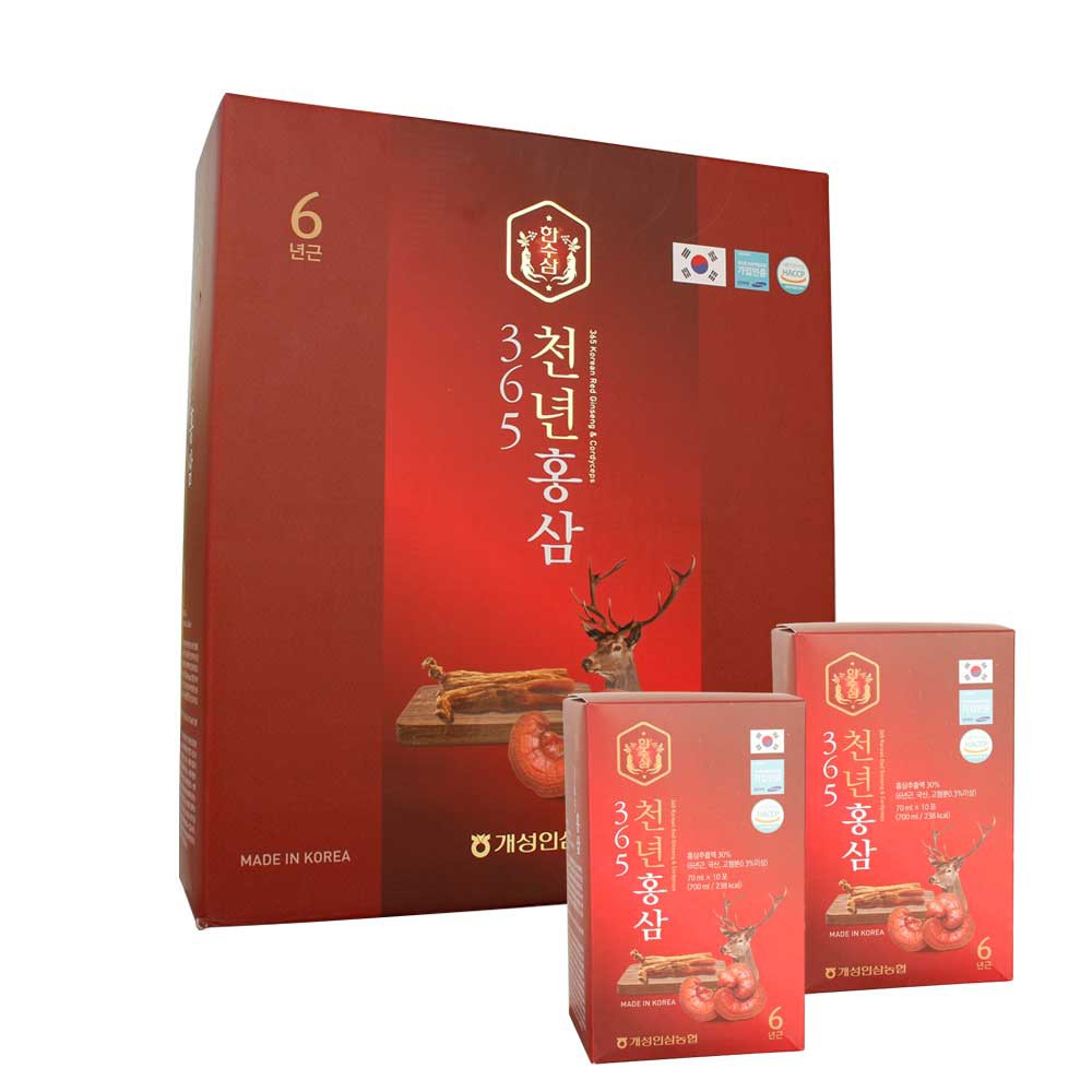 Nước Hồng Sâm Nhung Hươu Linh Chi 365 Hàn Quốc hộp 60 gói x 70ml
