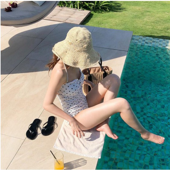 [quà tặng là chun buộc tóc ạ] Bikini phối ren hoa hoạ tiết chấm bi thiết kế quyến rũ cho phái nữ | BigBuy360 - bigbuy360.vn