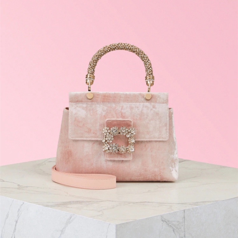 Túi nhung hộp nắp gài hoa phale sang trọng tay xách đính đá-Order