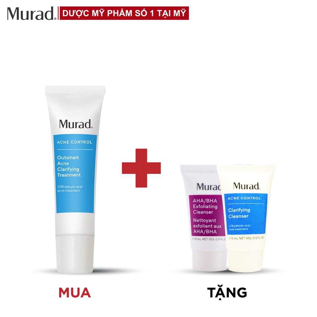 Serum giảm mụn Murad Outsmart Acne (Blemish) Clarifying Treatment 50ml TẶNG AHA/BHA Cleanser + Clarifying Cleanser 15ml