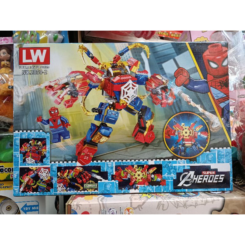 Hộp lê gô lắp ghép mô hình Robot Người Nhện SPIDER MAN 2058-2