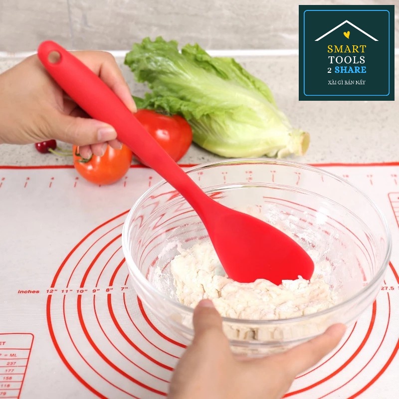 Siêu Phẩm Muỗng Silicone Trộn Salad Vét Bột Xào Nấu Đa Năng - Tặng Cọ Phết Dầu