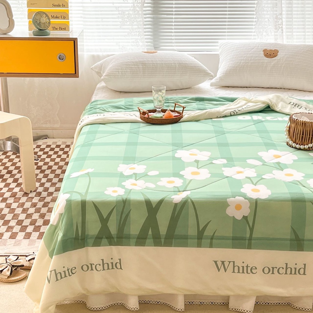 Chăn hè mát lạnh Tencel M2T BEDDING, Mền dùng bốn mùa Hàn Quốc kích thước 2mx2m3 - Chăn lạnh Orchid