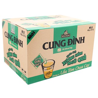 Thùng mì ly Cung Đình lẩu tôm chua cay 65g*24 ly
