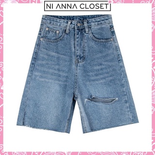 [Freeship+Quà 29K] Quần Jean Nữ Ống Rộng Lưng Cao Short Ngố Rách Thời Trang NI042 Ni Anna Closet
