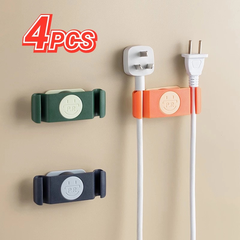Bộ 4 Giá Đỡ Ổ Cắm Điện Gắn Tường Tiện Dụng 360 Độ° Móc Treo Dây Cáp Có Thể Xoay Được Tiện Dụng Cho Văn Phòng