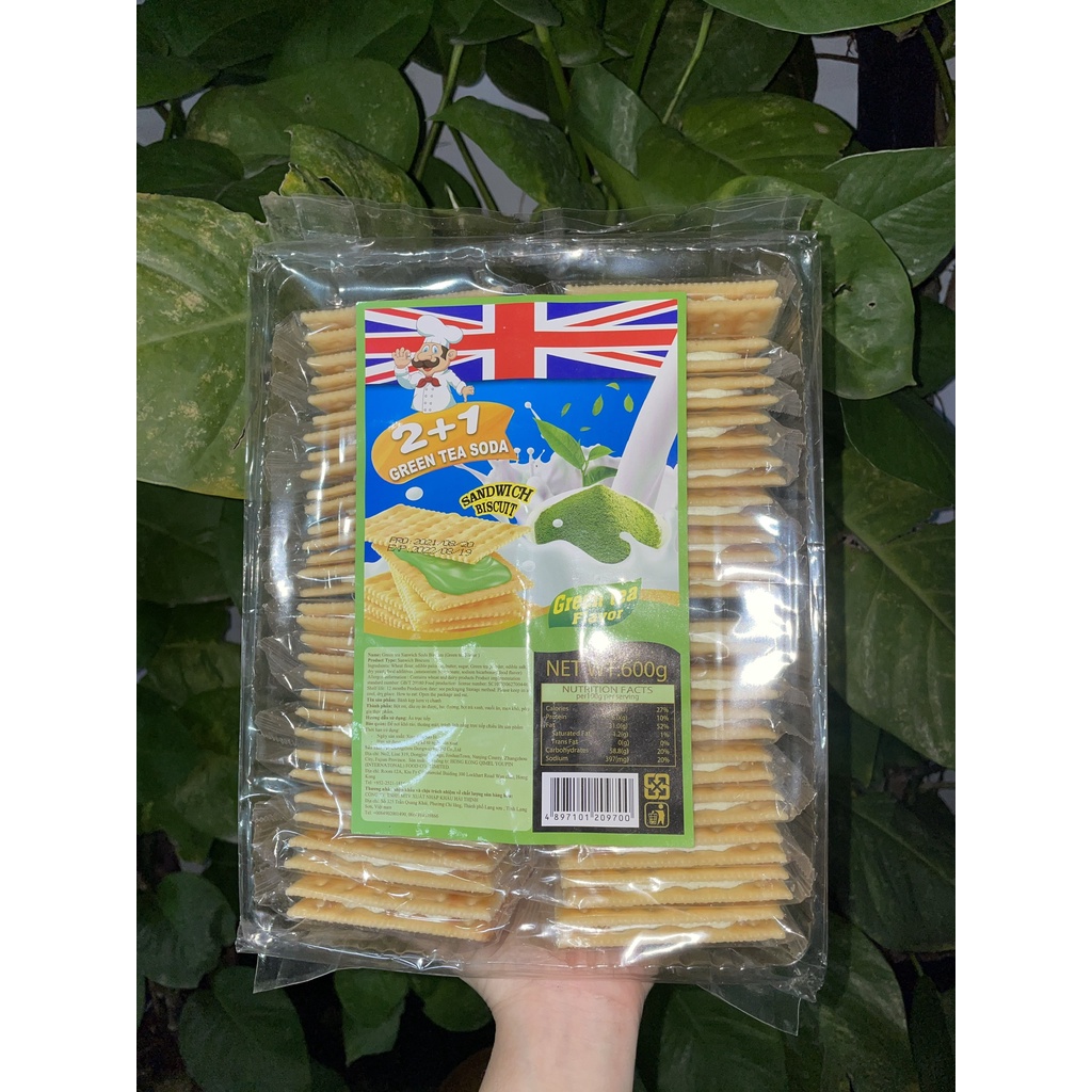 Bánh Quy Hong Kong Kẹp Kem Vị Trà Xanh 2+1 Matcha Soda (Gói 600g)