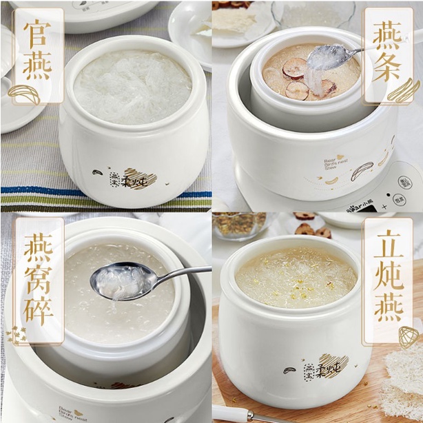 Nồi hầm điện chưng cách thủy yến sào sứ trắng hầm cháo mini và nấu Bear B06R1 Chính hãng