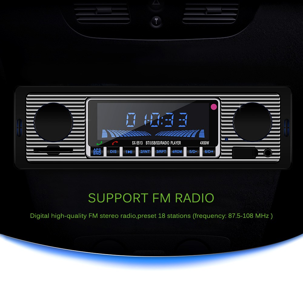 IN STOCK Bluetooth Car Stereo Audio 1DIN Player In-Dash FM MP3 Radio Player with AUX-IN SD USB DC 12V