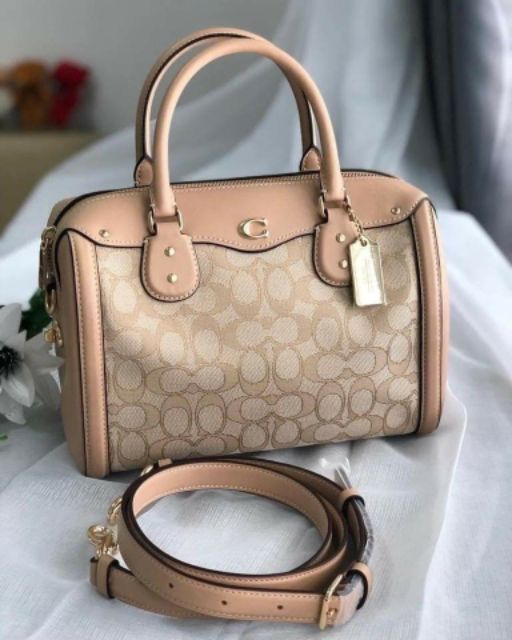 Túi Coach dáng trống Da thật phối, Authentic