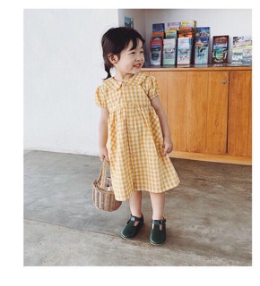 Váy vàng caro xuất hàn