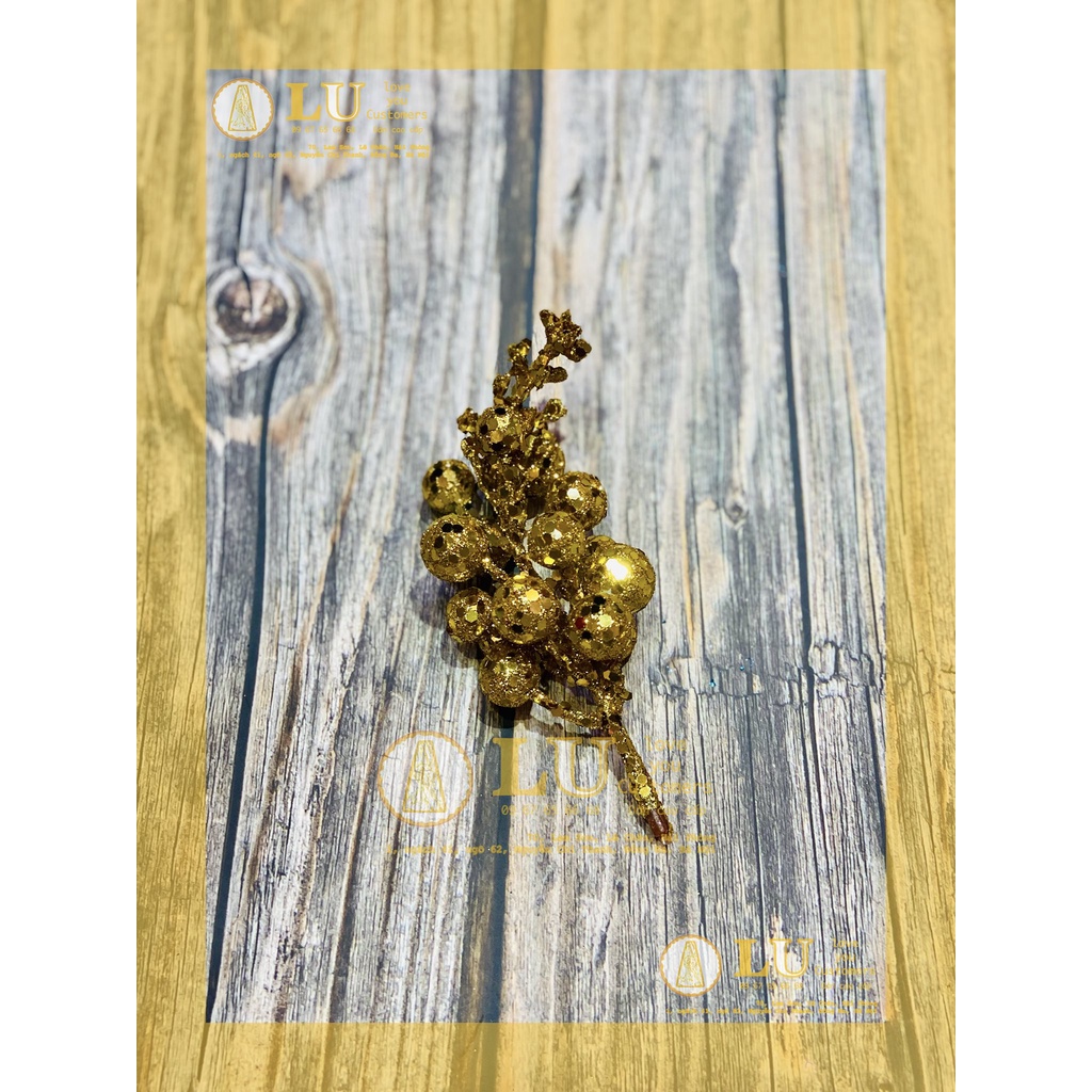 Cành quả sung nhũ kim tuyến trang trí oản, tháp bánh Vật tư phụ kiện Oản, giỏ hoa quà Noel | LU