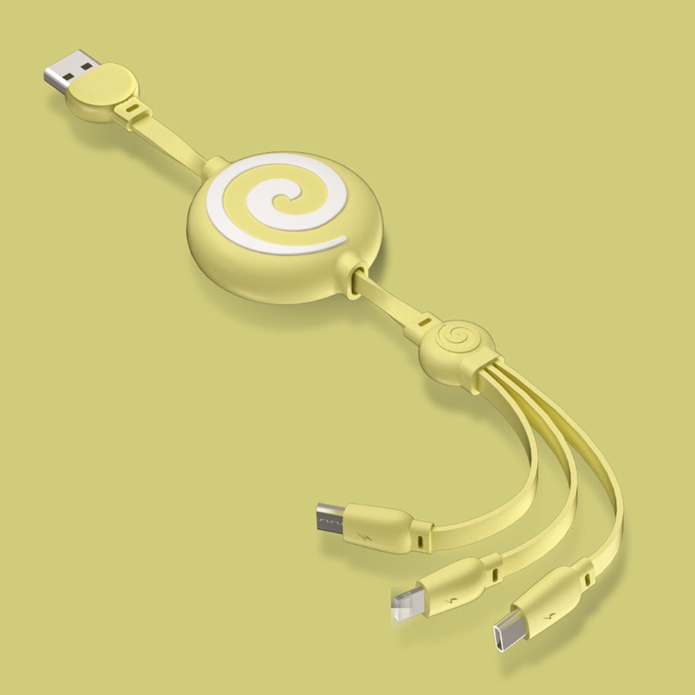 Dây Cáp Sạc/Truyền Dữ Liệu USB Nhiều Màu 3 Trong 1 Có Thể Thu Gọn Cho IOS Type-c Android Tablet 1M