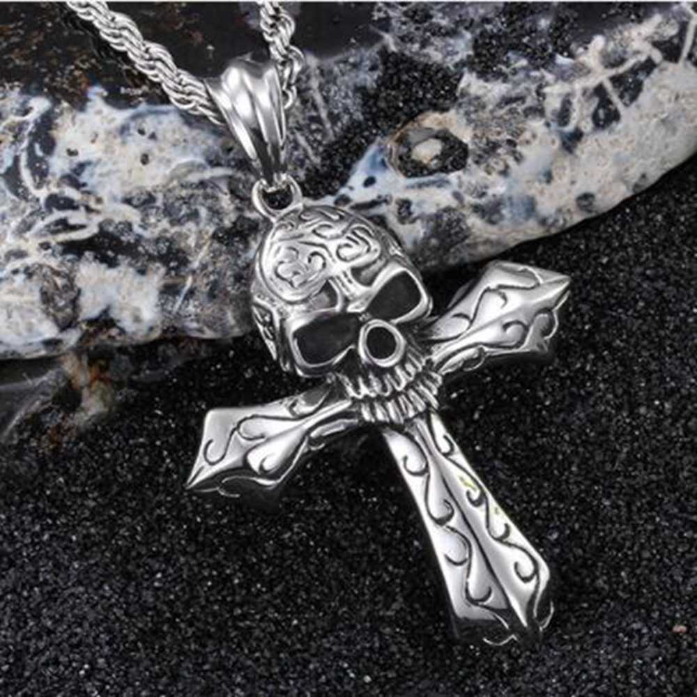 New listing skull crossbones domination male chain necklace titanium steel chain necklace