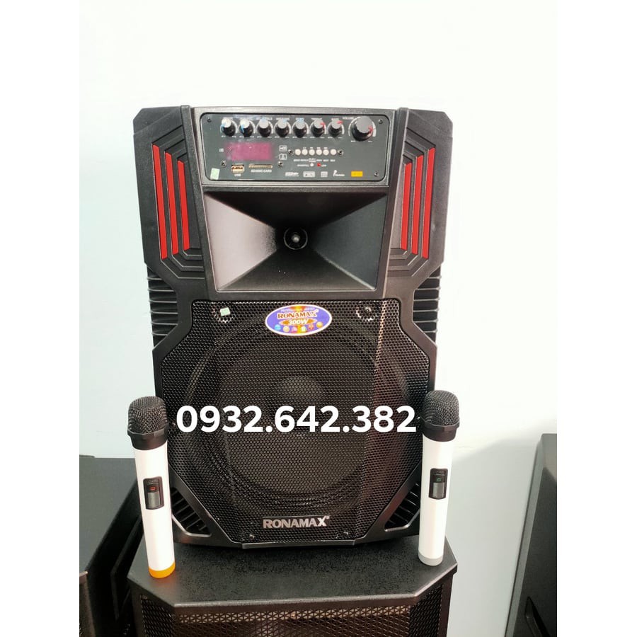 Loa kéo ronamax F12 bản 2020 bass 3 tất tặng kèm 2 micro không dây