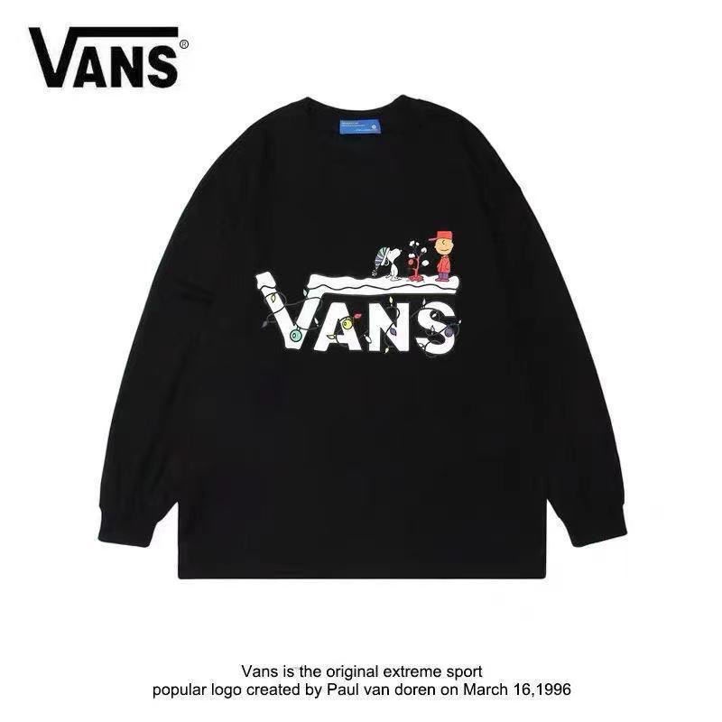 Vans Áo khoác len cổ tròn graffiti hoạt hình hợp thời trang dành cho nam và nữ rời hip-hop tất cả các kết hợp